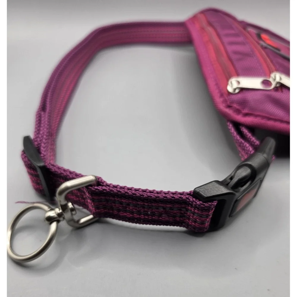 TITLEKONG Hands Free Dog Walking Waist Pack Leash Bag Pink Adjustable Belt